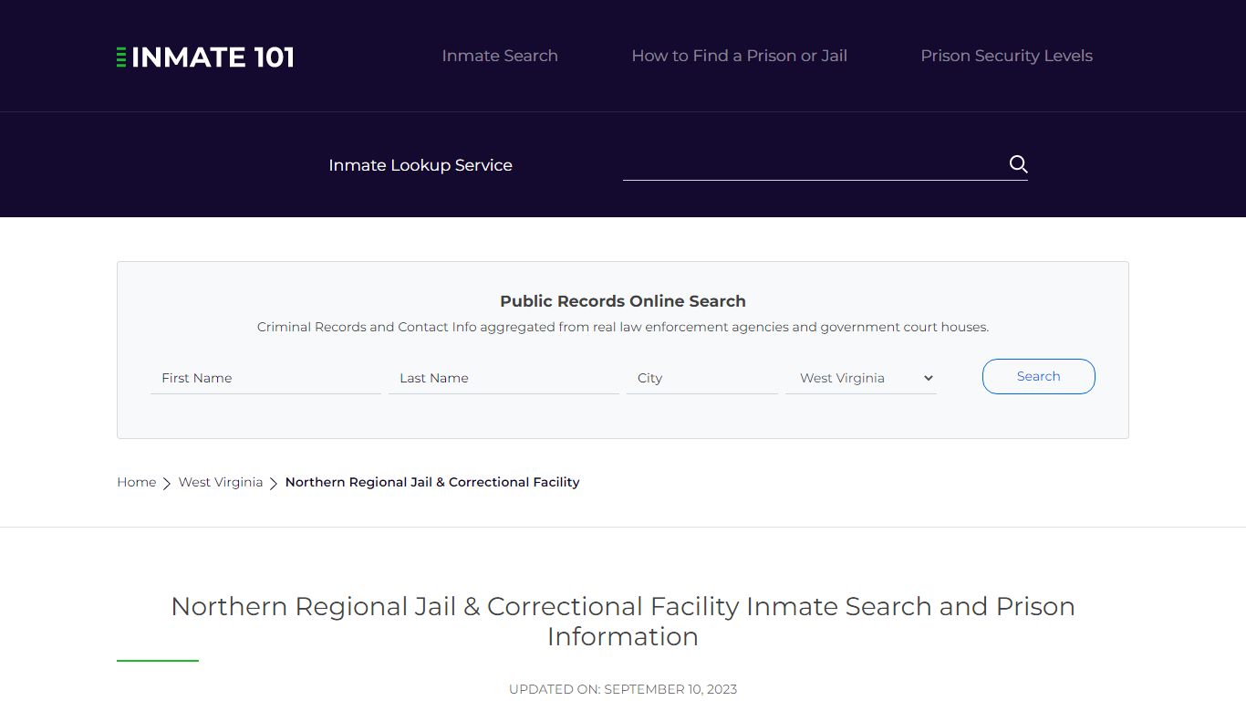Northern Regional Jail & Correctional Facility Inmate Search ...